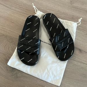 Balenciaga leather slides